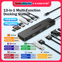 Lemorele USB C HUB 13-in-1 Docking Station 4K30Hz HDMI USB3.0 PD100W RJ45 VGA SDTF USB Splitter for Laptop Macbook Pro Air iPad