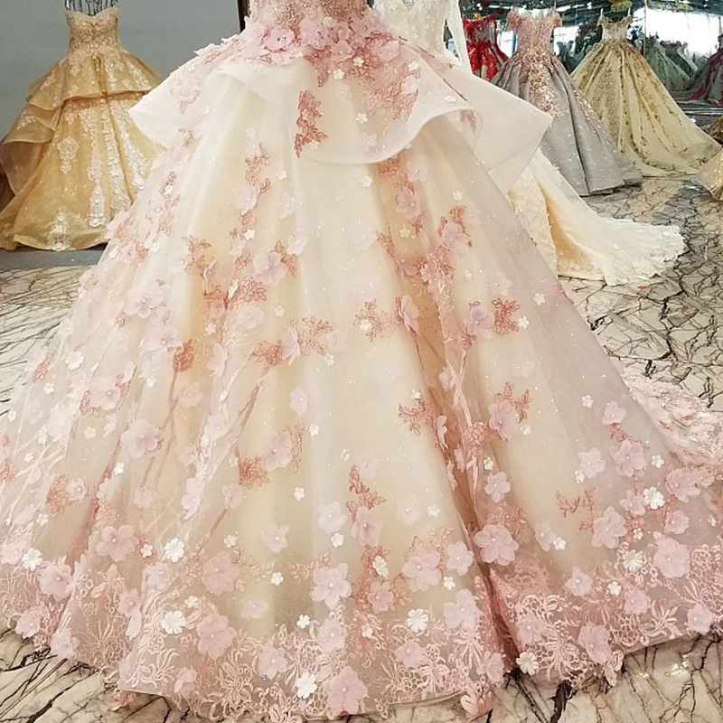 Rosa Prinzessin Quinceanera Kleid 2022 Appliques Perlen 3D Blumen Prom Party Süße 16 Ballkleid Vestidos De 15 Años