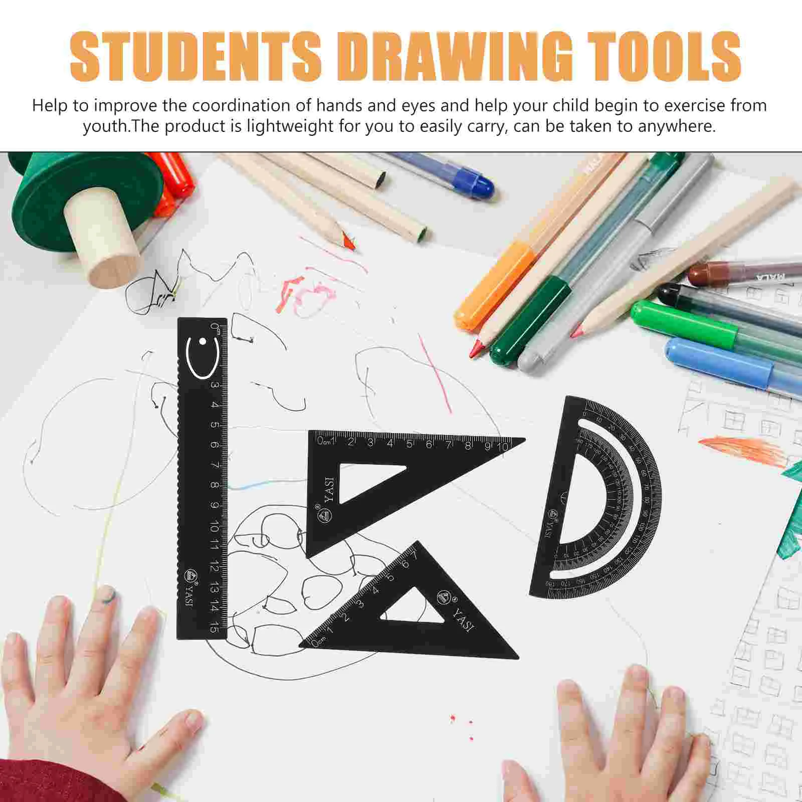 Drawing Ruler Office Kids Stationery Measuring Kit Professional Drafting Metal Student