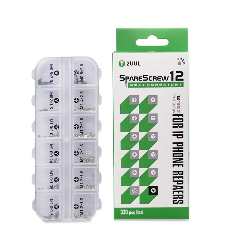 330Pcs 12 Types Universal Cell Phone Repair Screws Kit Anti-rust Stainless Steel for Smartphone Tablet
