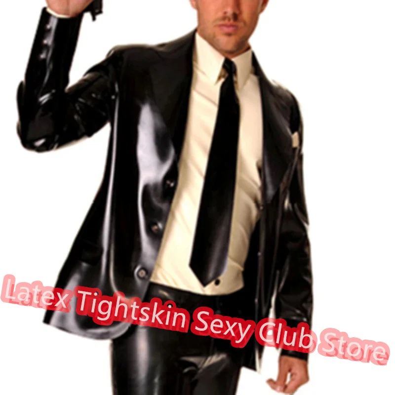 

Handmade Latex Men Long Sleeve Top Latex Jacket T-shirt Rubber Suit Cosplay Costume