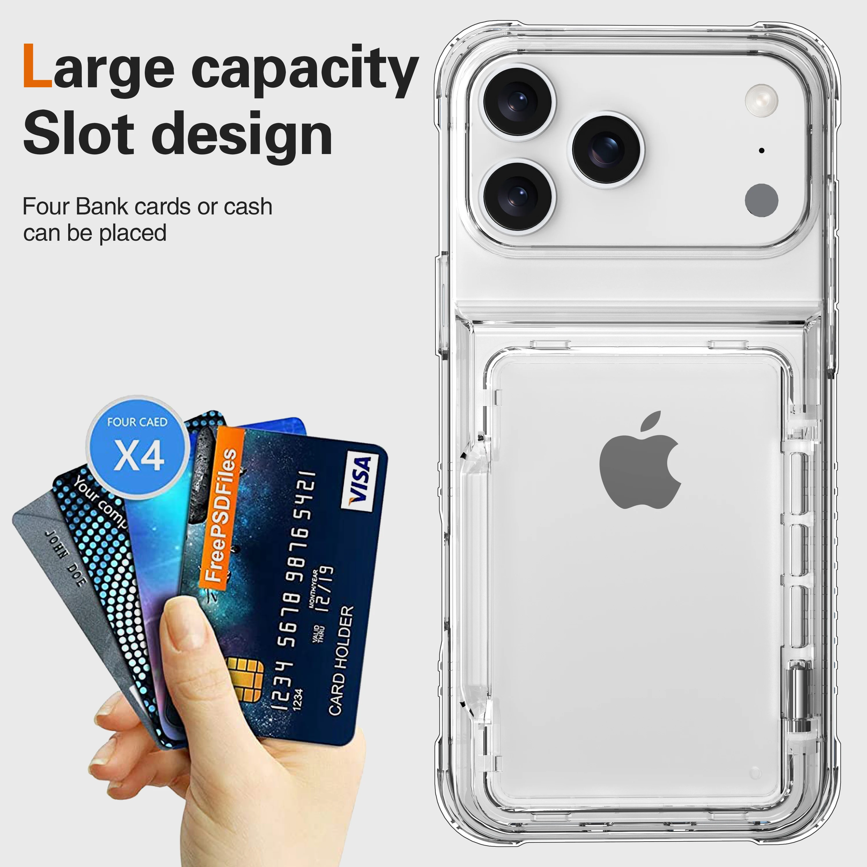 Étui porte-cartes en acrylique Transparent, étui pour Iphone 17 Pro Max 17 Air 16 15 Plus 12 13 Pro Iphone17 Iphone15 Iphone16