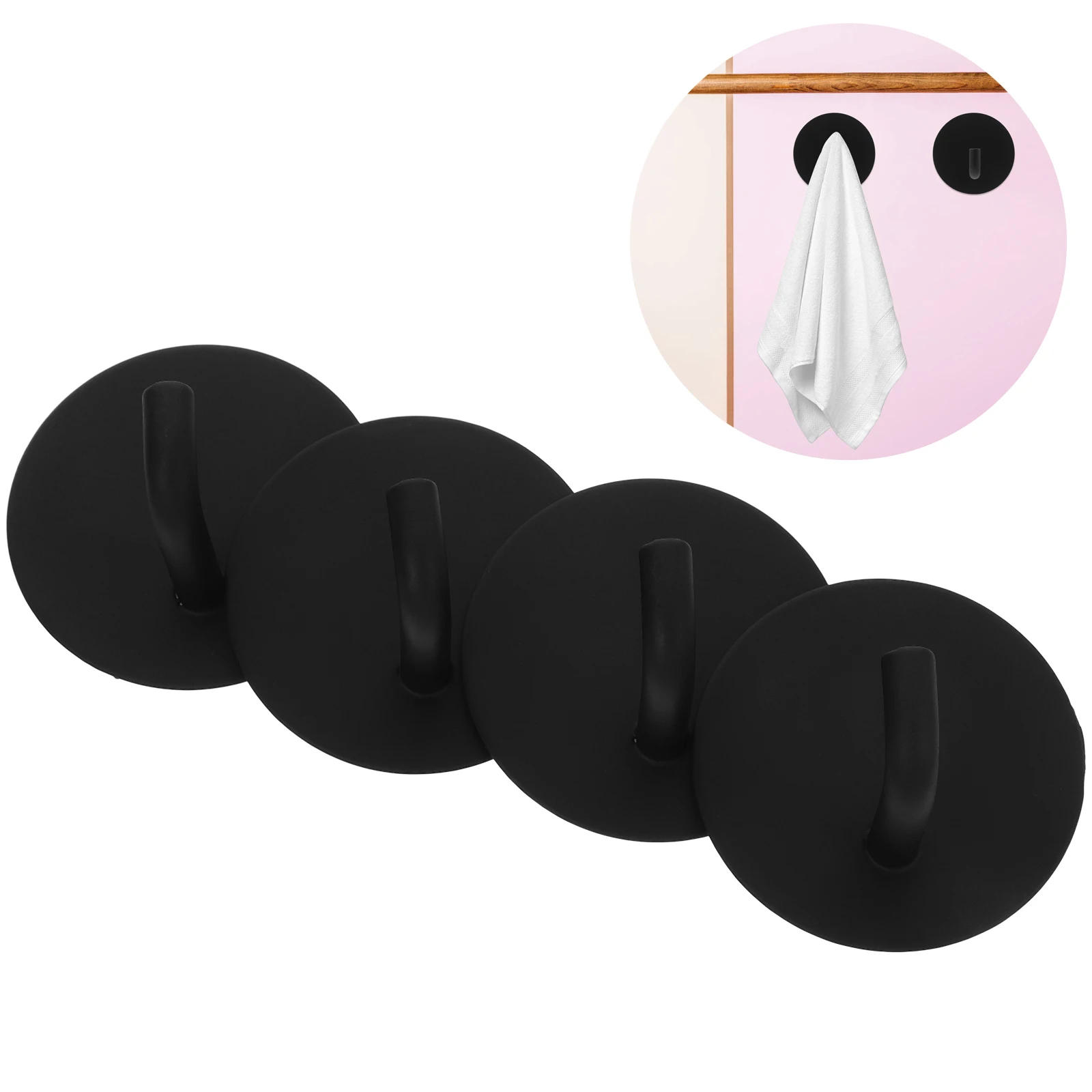 

4pcs Stainless Steel Adhesive Wall Hooks Heavy Duty Stick On Hooks For Bathroom Kitchen Office Tiles Glass Metal
