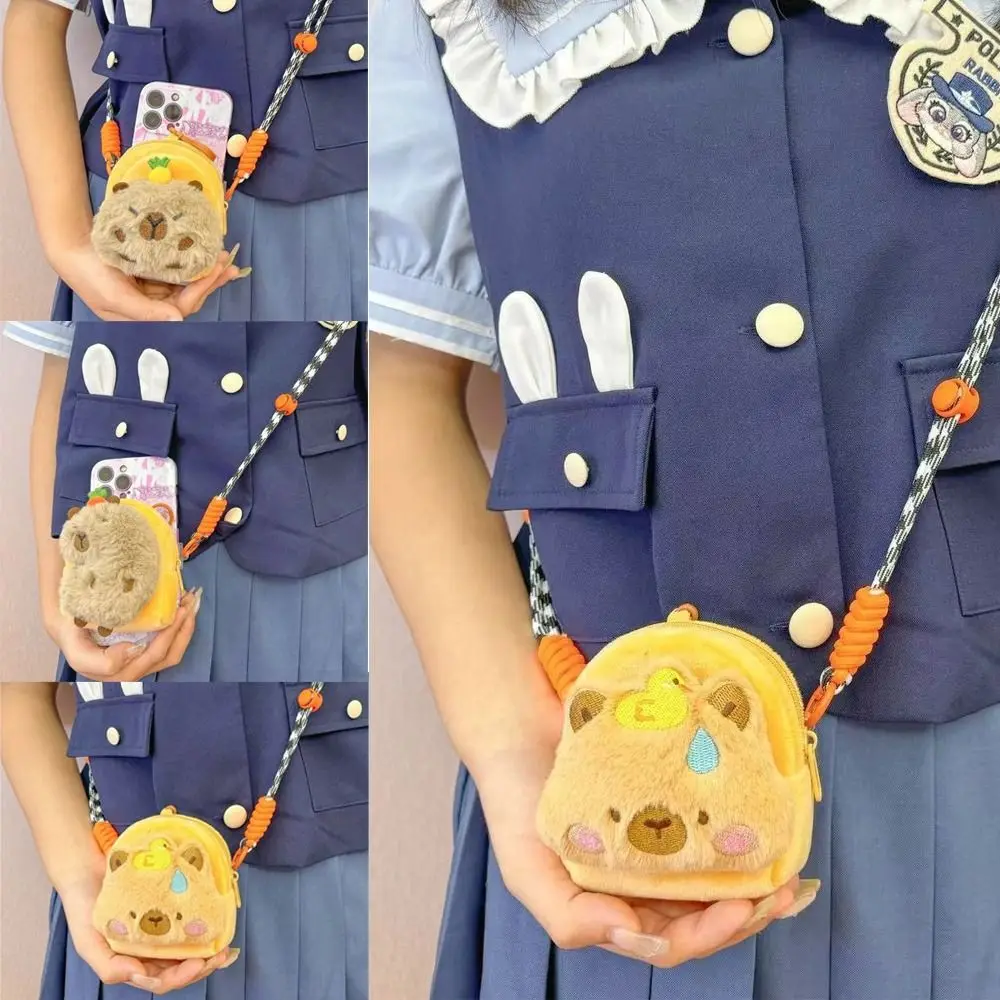 

Забавный кошелек с капибарой в стиле аниме, милый мультяшный кошелек, сумки через плечо, многофункциональная сумка для мобильного телефона