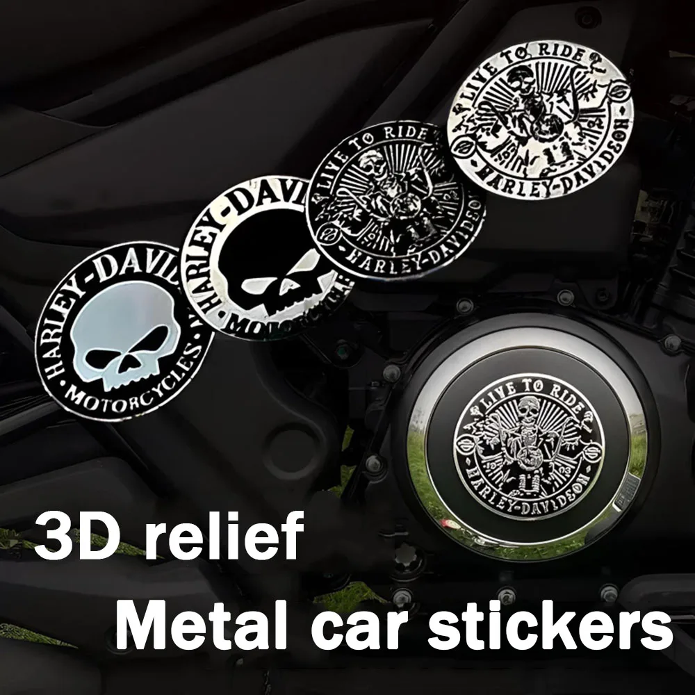 Motorcycle Stickers Personalized Skull HARLEY-DAVIDSON Fuel Tank Cover Engine Metal Side Label Modification 