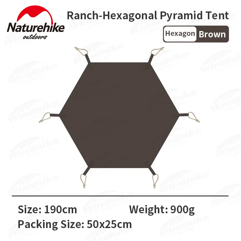 Naturehike Ranch Pyramid Camping Tent Floor Mat Polyester Fiber 3-4 Persons Moisture-Proof Hexagonal Ground Pad - NH20ZP013