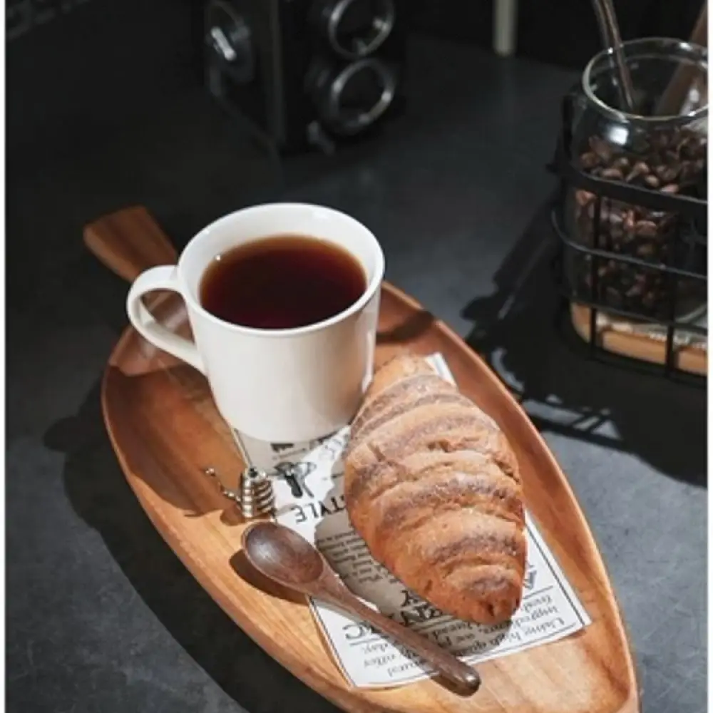 Modern Leaf Pattern Wood Tray Aesthetic Food Serving Plate For Sushi Appetizers Snacks Kitchen Tableware Essential