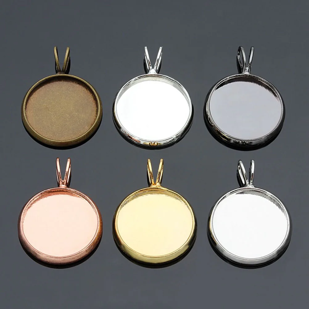 

10 PCS Pendant Tray Round Trays Silver Bezel Copper Plating Blank Jewelry Making