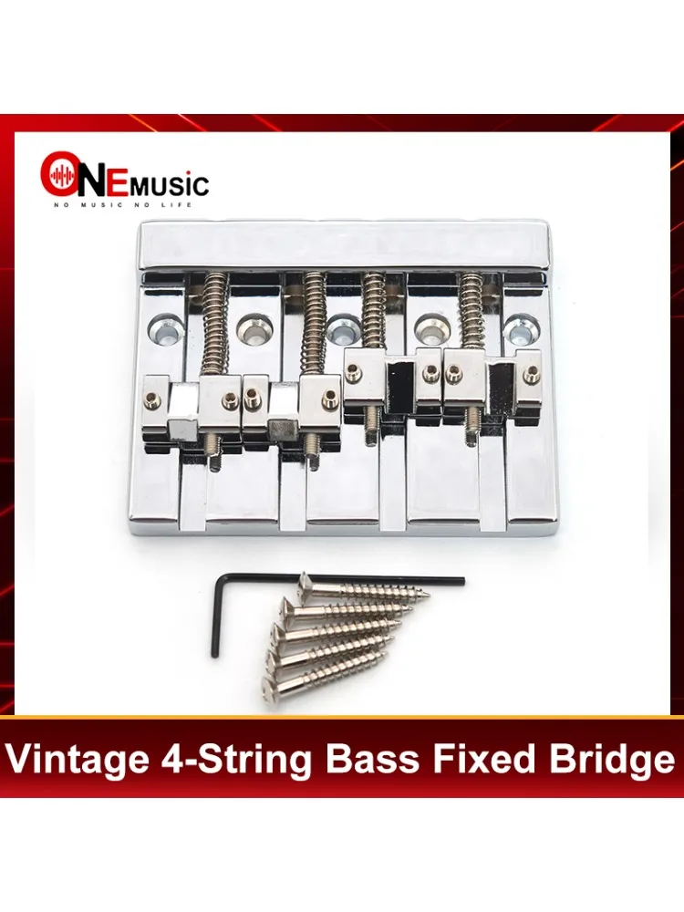 Pont de basse vintage 4 cordes 82,3x63,5MM, cordes traversantes, espacement des cordes 19MM, pont fixe pour basse, noir/doré/chrome