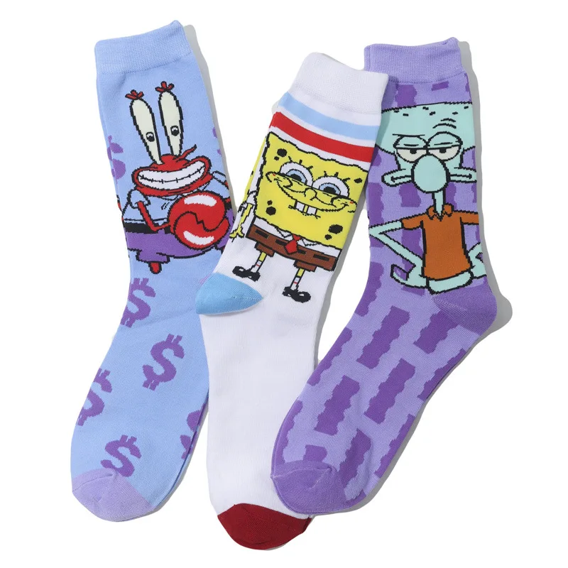 Anime Spongebob Socks Cartoon Knitted Cotton Socks Pure Cotton Adult socks Fashion Trend Tube Socks Direct Selling