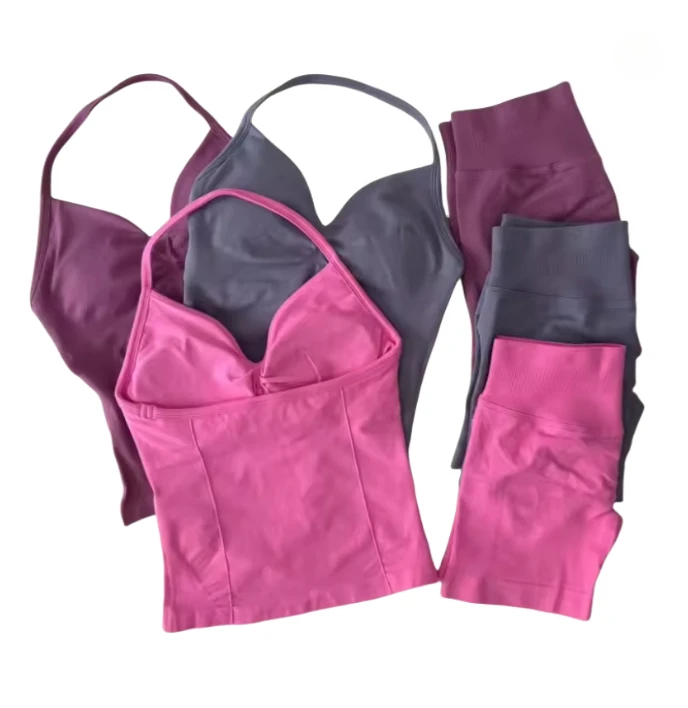 طقم حمالة صدر للسيدات عالي الجودة مكون من قطعتين من حمالة الصدر لممارسة اليوجا والبيلاتس والدراجة واللياقة البدنية ومجموعة يوجا قابلة للتنفس