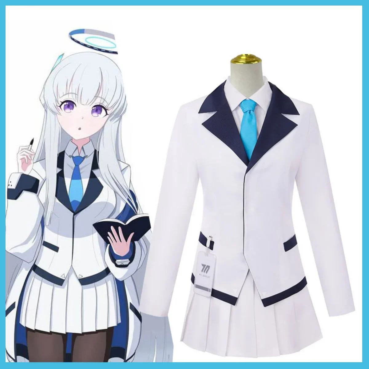 Anime Game Blue Archive Ushio Noa Cosplay Costume Wig Japan South Korea White JK Uniform Skirt Woman Kawaii Halloween Suit