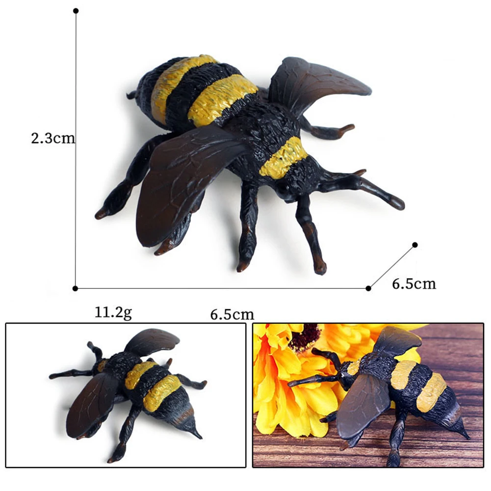 Simulation Animal Insect Model Figures Bee Wasp PVC Doll Educational Toys Gifts Stress Relief Toy Squeeze Toys