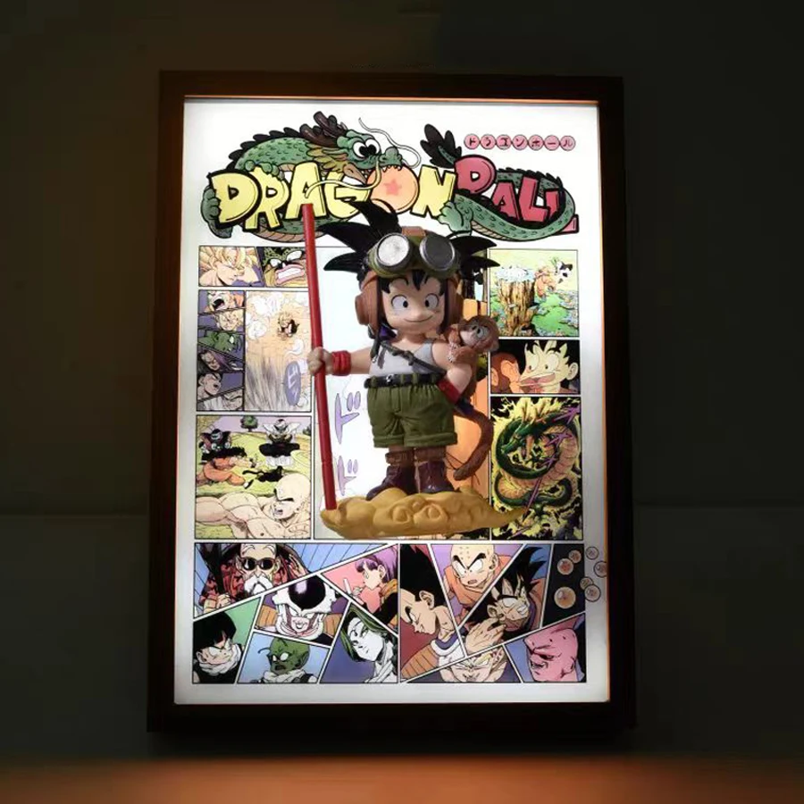 

30*21cm Dragon Ball Goku Posters 3D Wall Light Painting Night Light For Kid 3D Anime Action Figure Painting Decorate In The Room