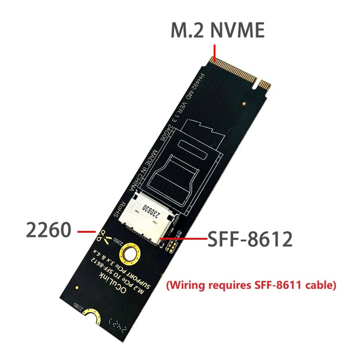 Adaptador N88R M.2 NVMe PCIe a Oculink SFF-8611 SFF-8612 M.2 Mkey Nvme a SFF-8612 para NVME U.2 U.3 SSD