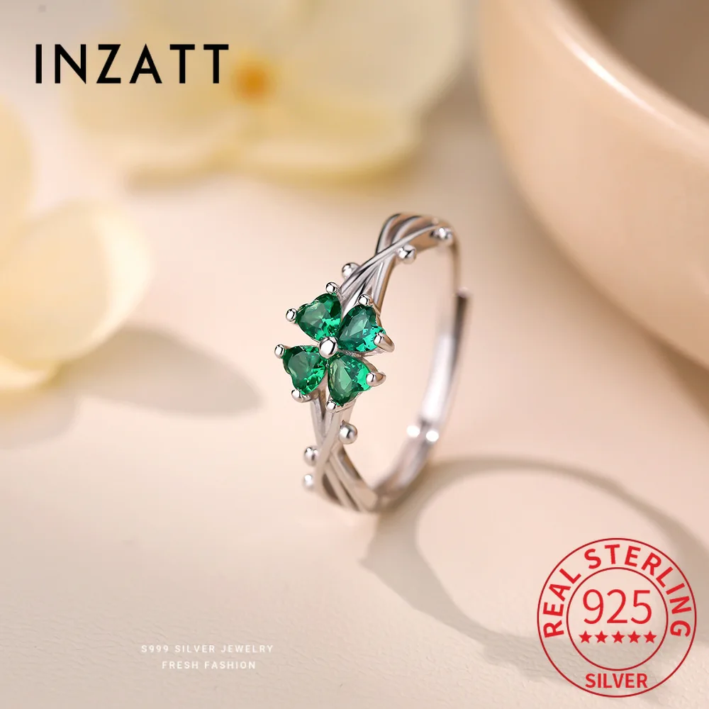 INZATT حقيقية 925 فضة الزركون تصميم الفروع المتشابكة والأغصان قابل للتعديل الدائري للنساء لطيف غرامة مجوهرات
