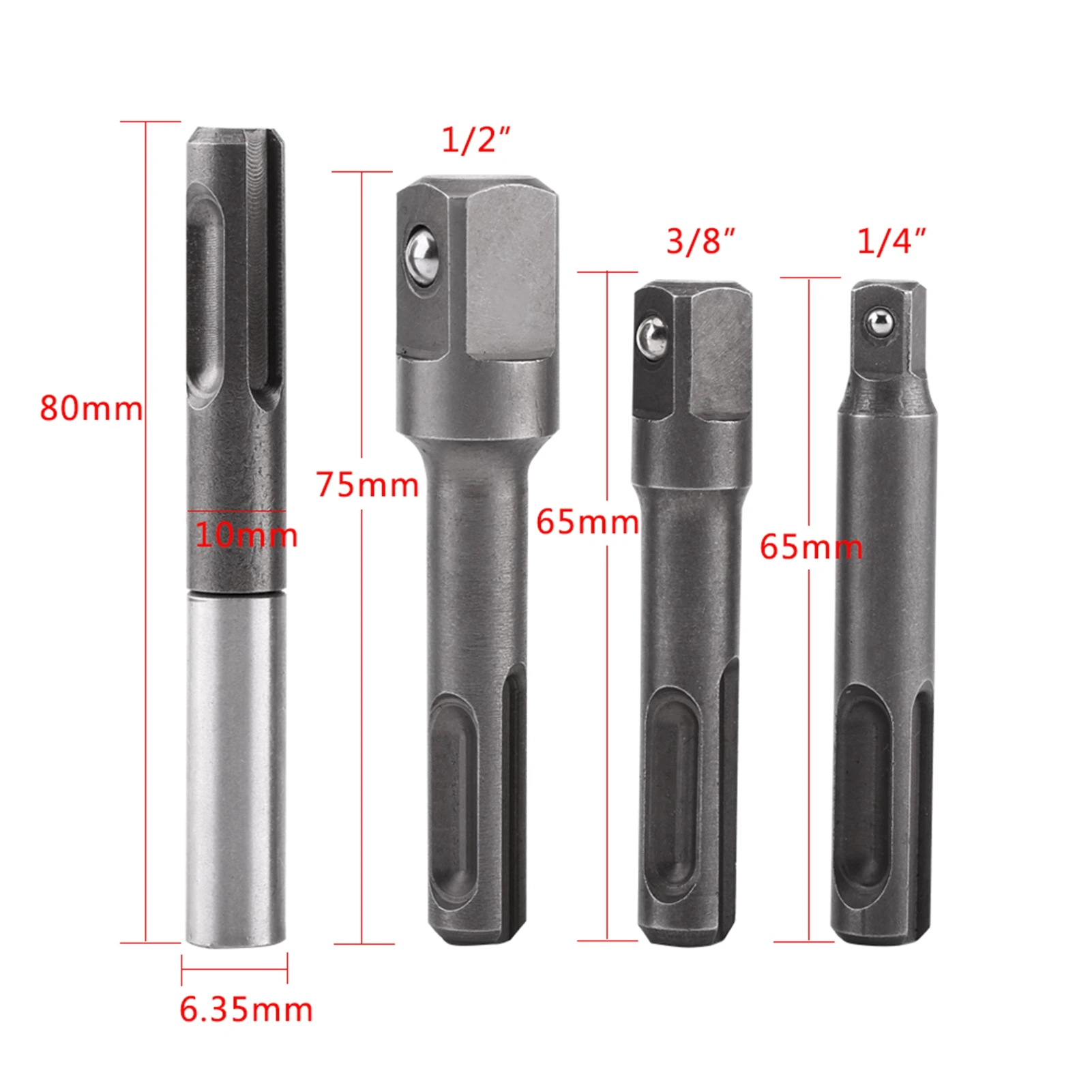 SDS Plus Shank to 1/4" Hex Socket Adaptor and 1/4"3/8"1/2"  Drill Bit Extension Connector Extension Bar Extension Adaptor