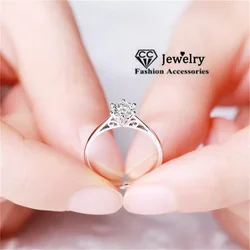 CC Wedding Rings For Women Wife White 0.3ct/0.5ct Zirconia Six Claws Proposal Engagement Fine Jewelry Marriage Bijoux CC821