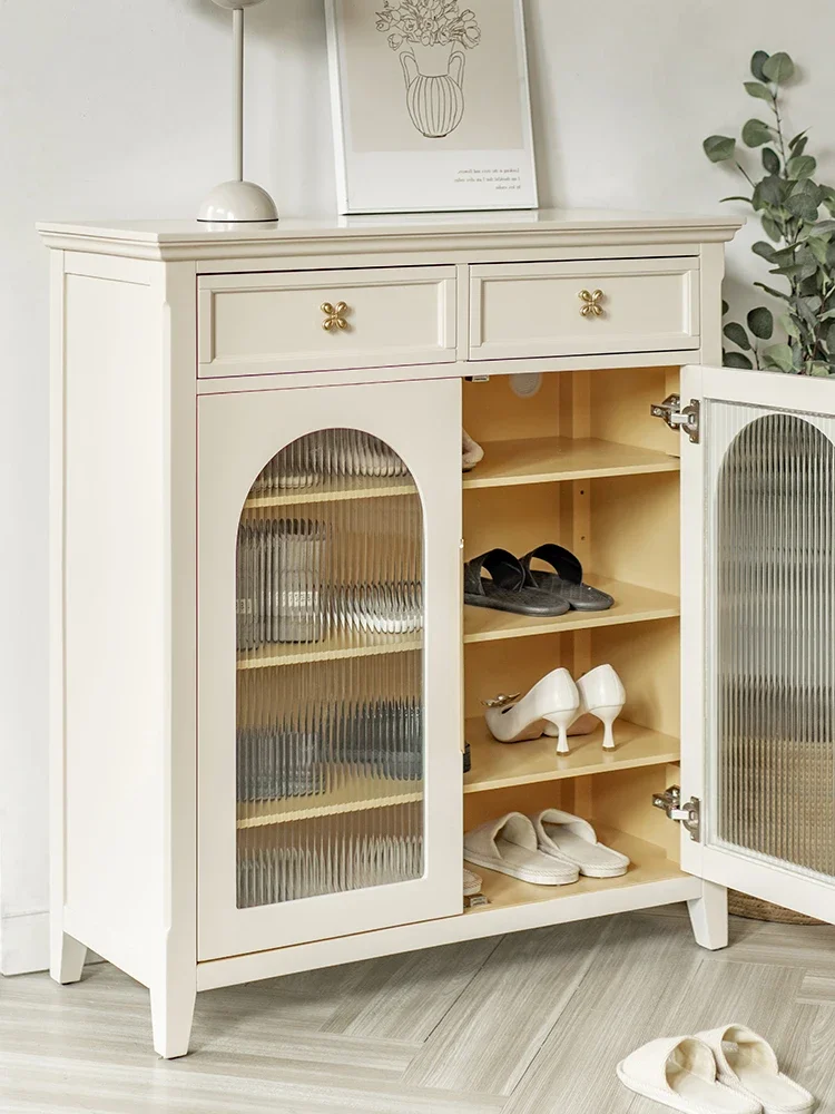 Grid shoe cabinet, entrance cabinet, integrated door storage, medieval light luxury storage, foyer cabinet