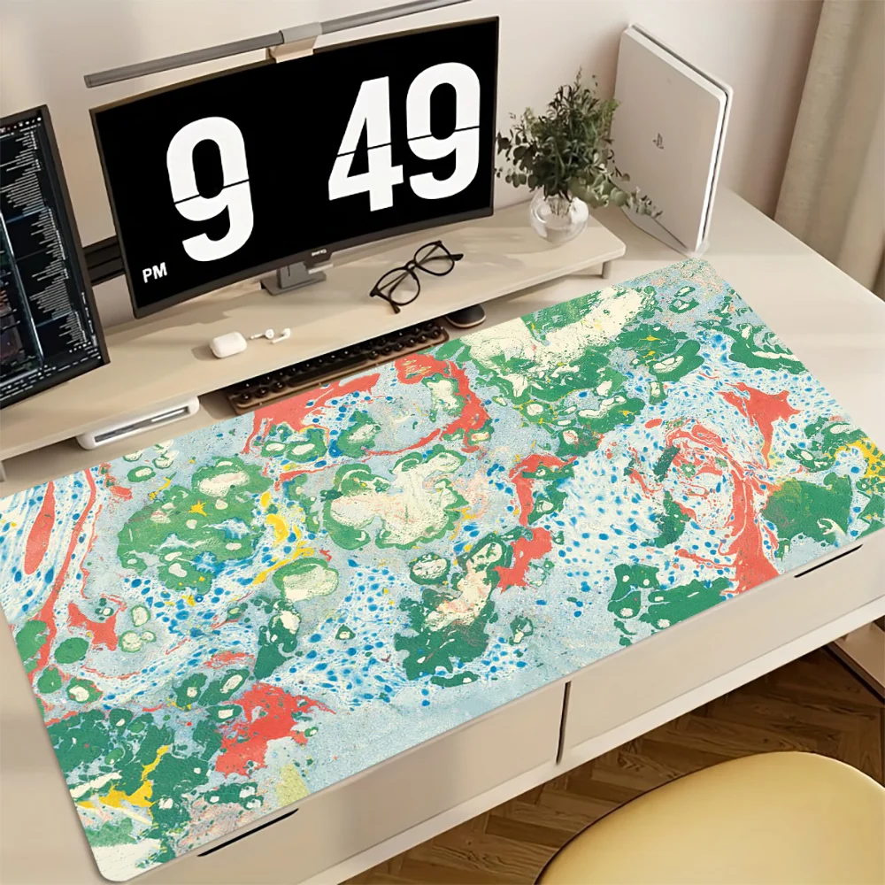 

Abstract Art Splash mouse pad: Dynamic Green-Red-Blue Fluid Patterns, Energizing Your Workspace with Creative Vibrance