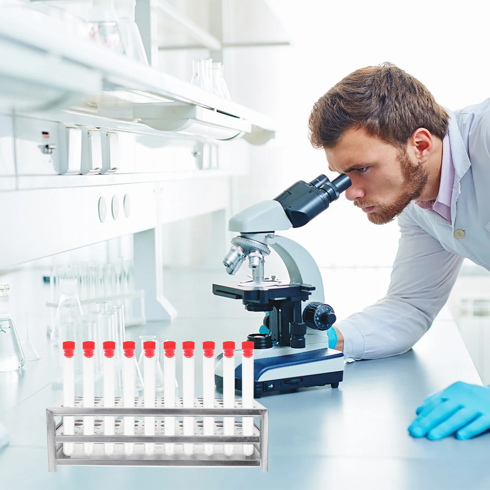 1pc Laboratory Test Tube Stand Aluminum Test Tube Rack Test Tube Holder Test Tube Shelf Laboratory Test Tube Rack