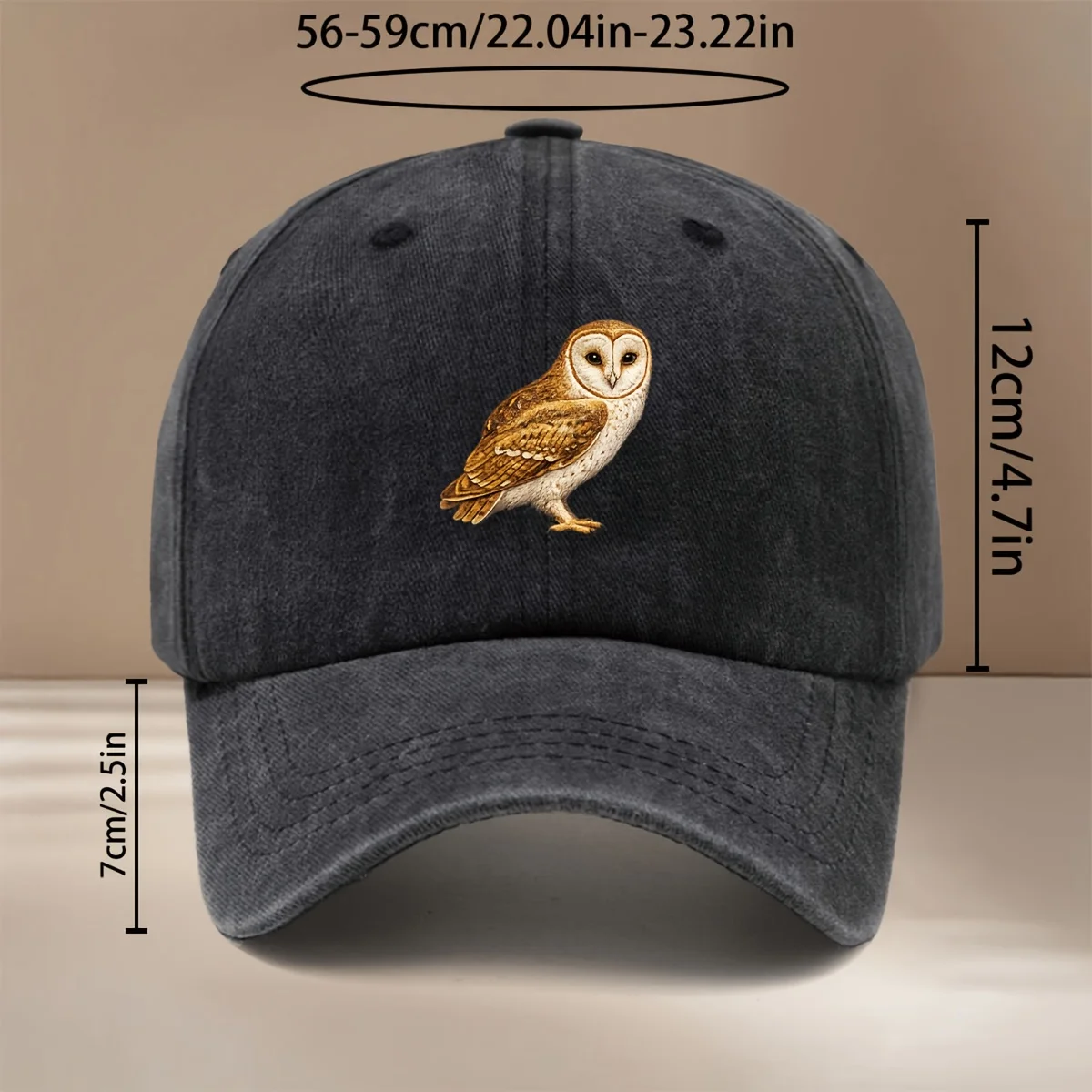 Baseball Cap with a Realistic Barn Owl Print, Lightweight and Trendy Six-panel Hat, Unisex Hip-hop Cap for Vacation, Travel, Gat