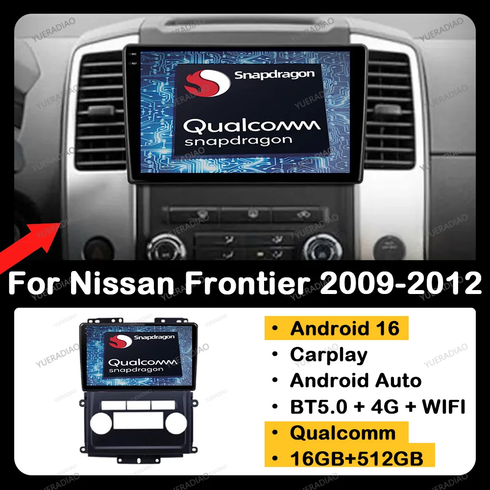 Radio para Auto Android 16 para Nissan Frontier 2009 - 2012, para Nissan Xterra 2 N50 2008 - 2015, GPS NAVI, Reproductor Multimedia Estéreo de Video