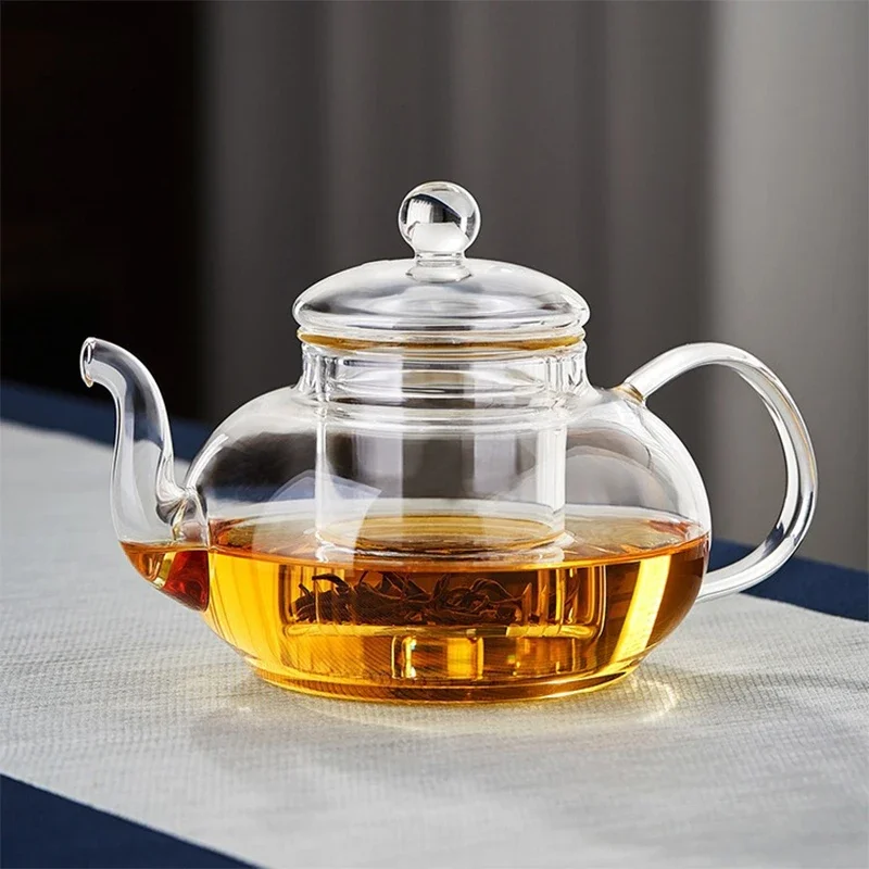 Filterable Glass Teapot Heat-resistant Thickened High Borosilicate Glass Flower Tea Pot with Infuser 400/600/800/1000ml Kettle