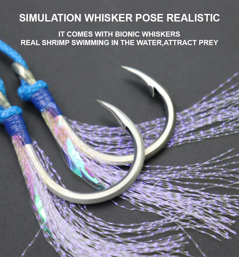 ZYZHE 2~3 Stück/Beutel JIG Assist Hook 1/0 # -11/0 # Hochfeste Jigging-Angelhaken Federhaken Salzwasser-Angelhaken Angelzubehör – Detail 6