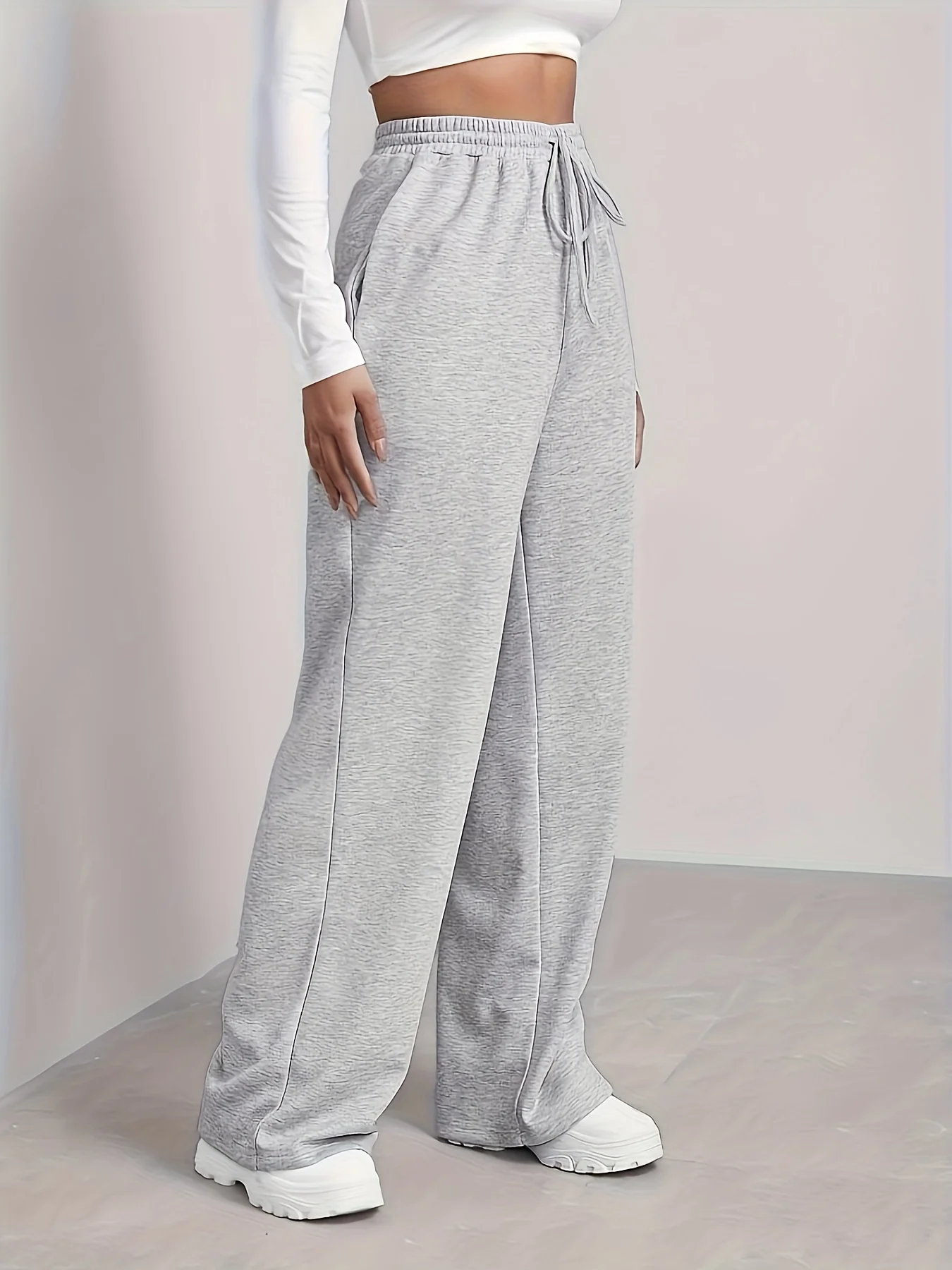 New women\'s pants sweatpants gray drawstring tracksuit pants for women