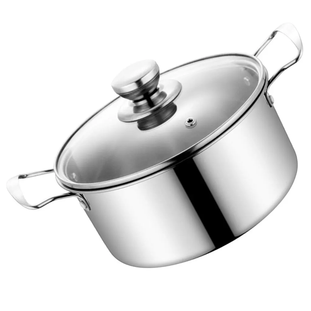 Pentola per zuppa in acciaio inossidabile Pentola calda multifunzionale Spezzatino per noodle Cottura pentola da cucina Coperchio pentola in acciaio inossidabile