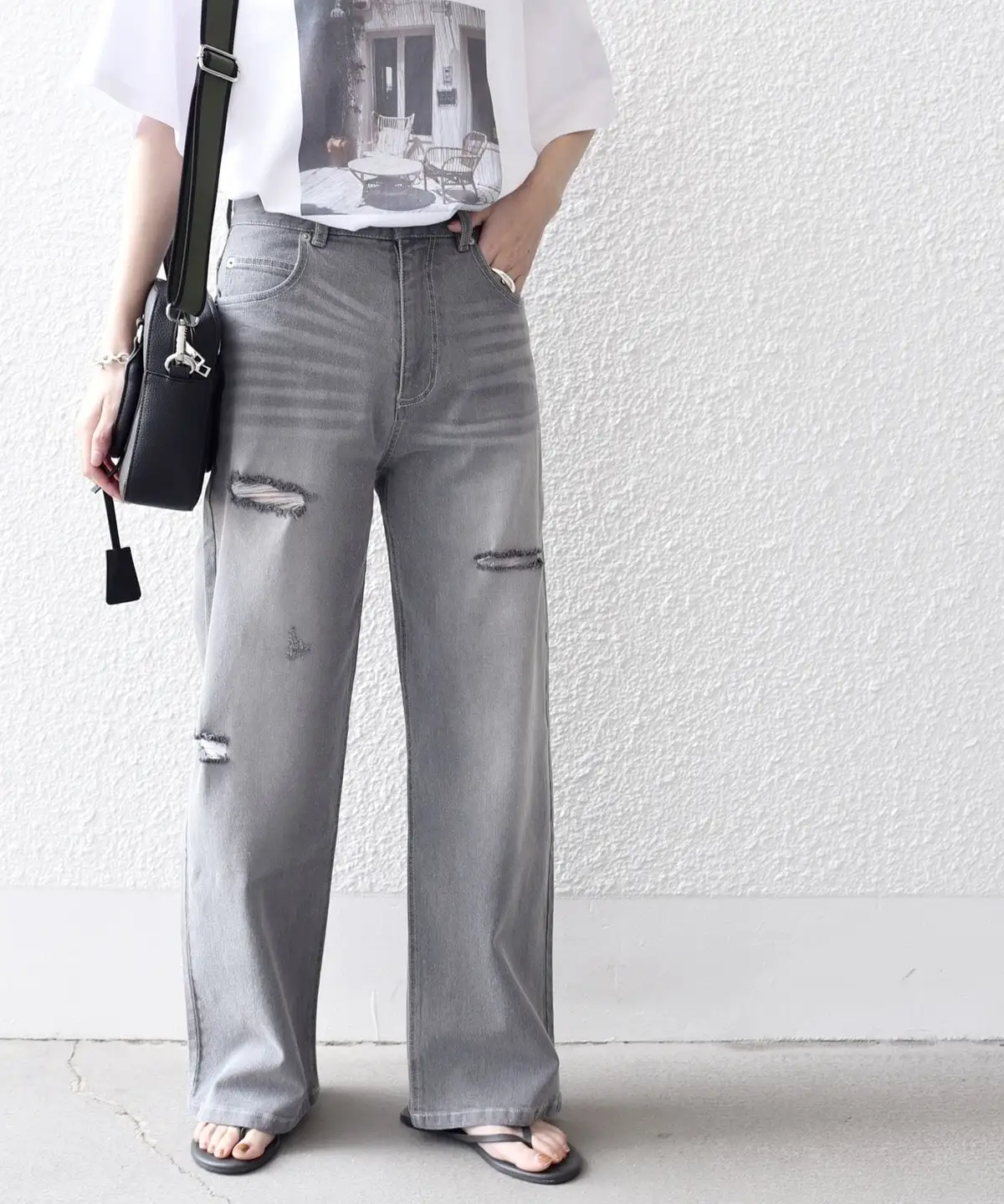 Jean en Denim extensible taille haute, jambe droite, décontracté, coupe ample, pantalon en Denim extensible en coton pour femmes