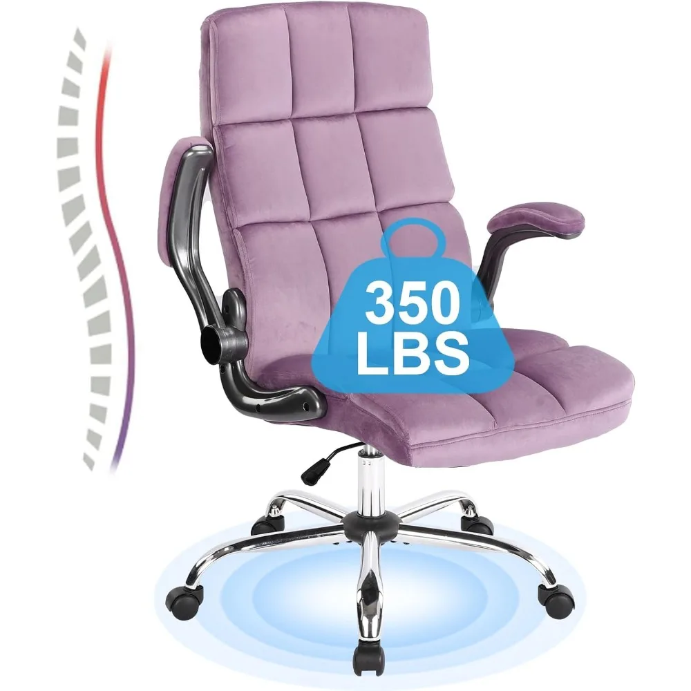 

Purple Office Chair Fabric Velvet Computer Desk Chairs Ergonomic Executive Office Desk Chair with Flip up Armrest,Swivel