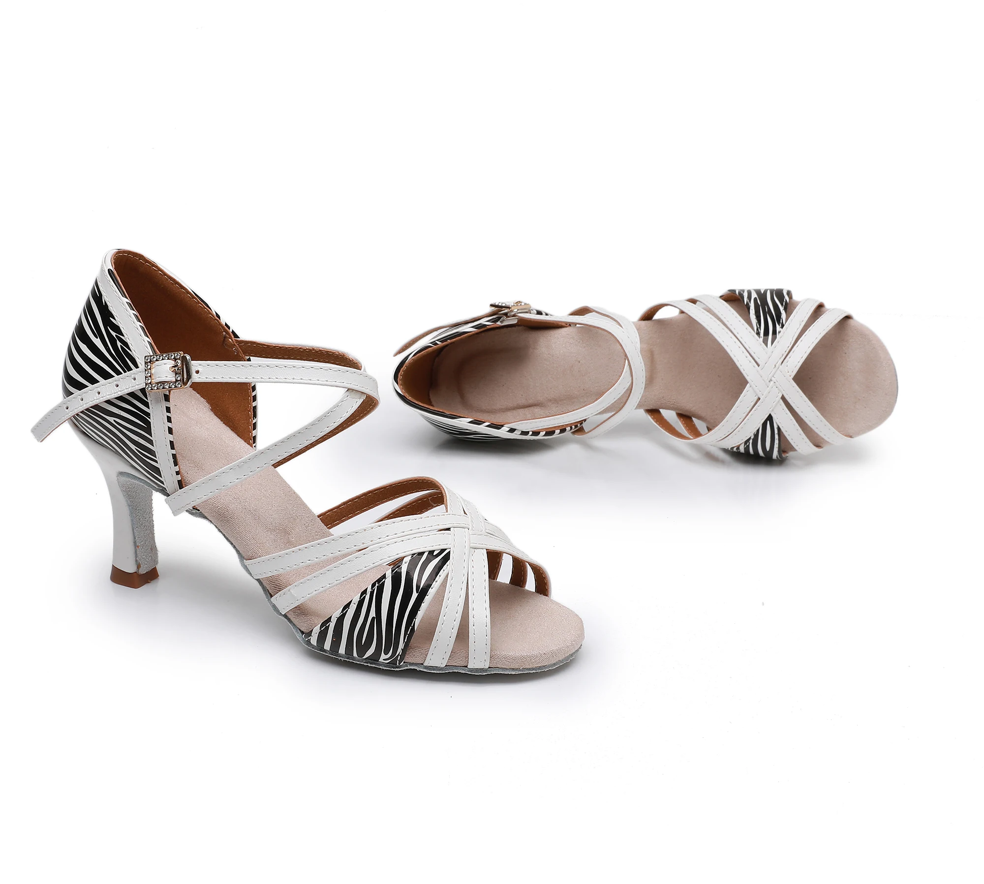 Nova chegada das mulheres verão sapatos de dança latina sola macia sapatos de dança de salão tênis prática indoor sandálias de salto médio