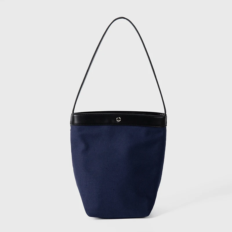 

High-Grade Sense Canvas Patchwork Bucket Bag Women Autumn Vintage Shoulder Bags New Simple Versatile Lady Handbags