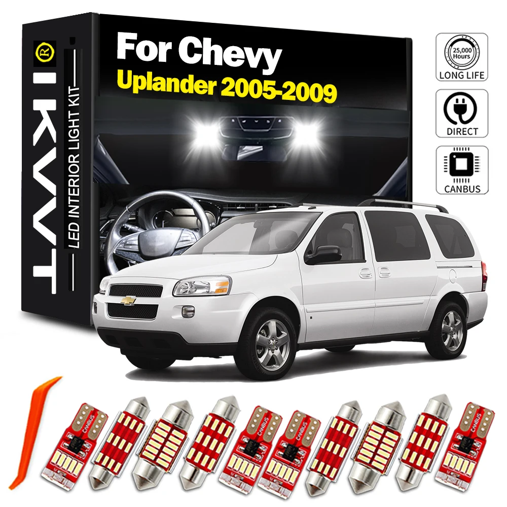 IKVVT 14 Uds Canbus accesorios de coche para Chevrolet Chevy Uplander 2005 2006 2007 2008 2009 Kit de bombillas LED de techo de mapa Interior