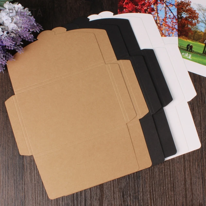 50pcs Blank Kraft Paper Envelope Postcards 6.2x4.1x0.2inch Black White Greeting Card Covers Photo Packaging Boxes for Crafts - view 5