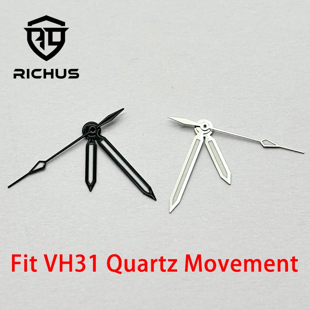 RICHUS VH31 Watch Hands Silver Black 8mmx12mmx12.5mm Green Luminous Movement Compatible Watch Accessories Parts