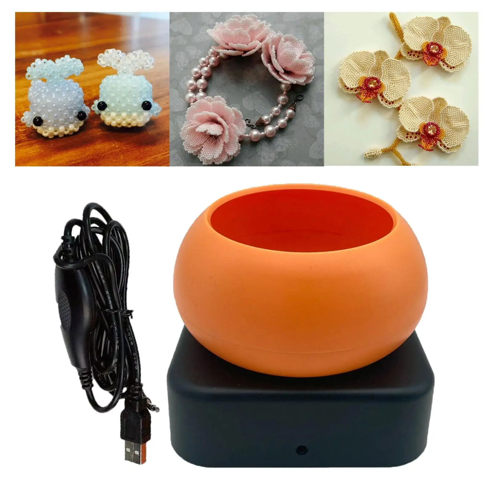 Electric Bead Spinner USB Bead Loader Quickly Beading Bowl Loader Kit DIY Necklace Jewelry Making for Craft Seed Beading Supplie