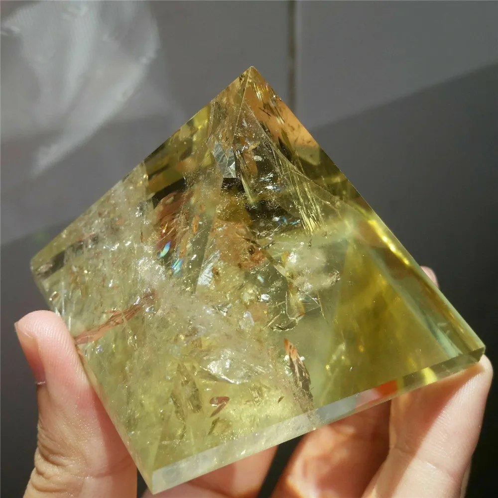 Natural Citrine Pyramid Yellow Quartz Crystal Fashion Energy Healing Feng Shui Egypt Egyptian Stone Ornament Home Decor