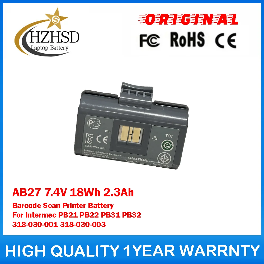 

AB27 7,4 В 18 Втч 2,3 Ач аккумулятор принтера сканирования штрих-кодов для Intermec PB21 PB22 PB31 PB32 318-030-001 318-030-003