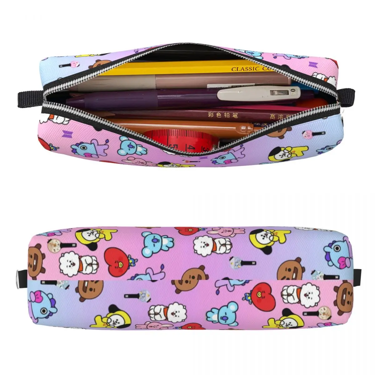 Astucci per matite musicali coreani Borsa per penne per cartoni animati Kpop per studenti Astuccio per matite cosmetico per la scuola di grandi dimensioni per studenti