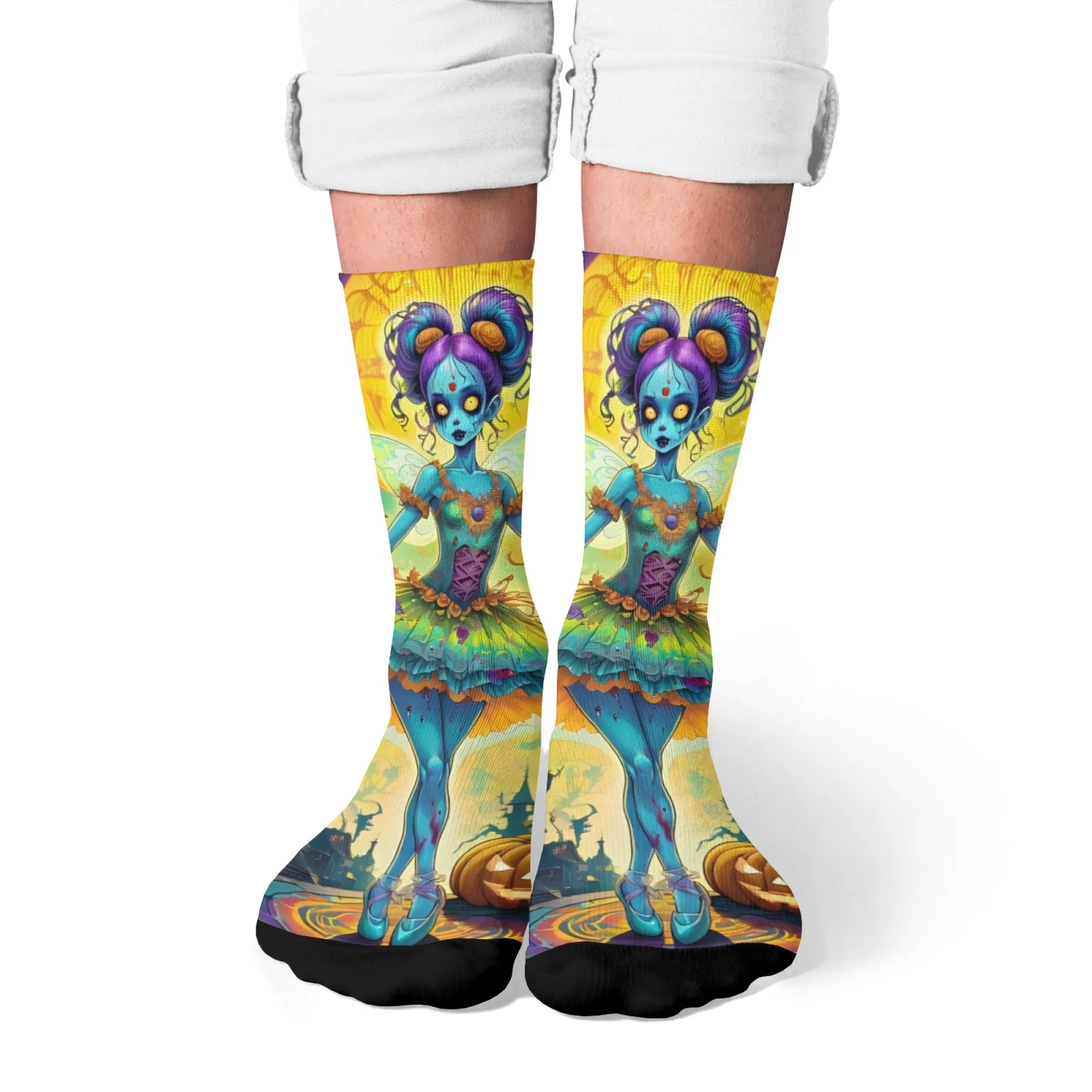 

Новые забавные балетные носки с принтом зомби и эльфа на Хэллоуин, теплые и удобные в стиле хип-хоп, подходящие для обмена праздничного подарка