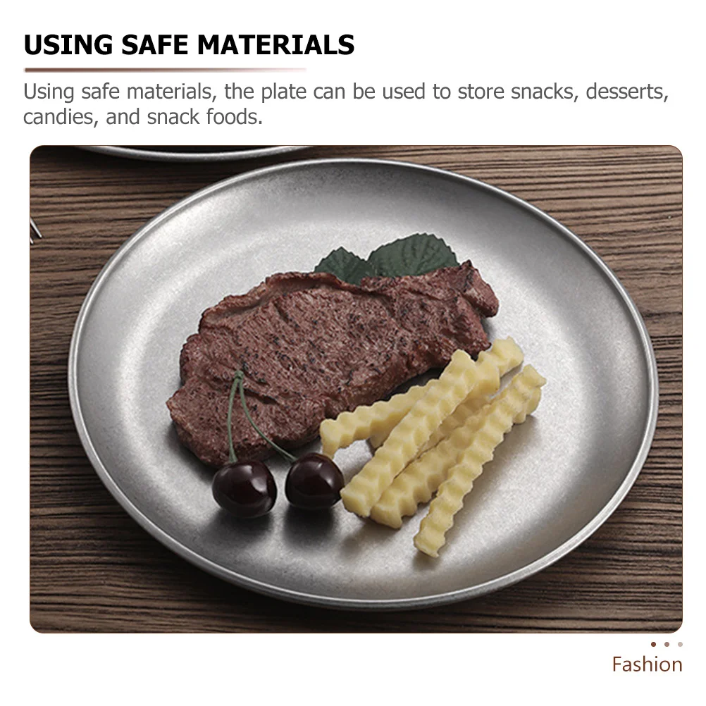 

Round Shaped Pizza Plate Household Baking Accessory Flat Bottom Grill Meat Serving Tray for Western Restaurant Tea House