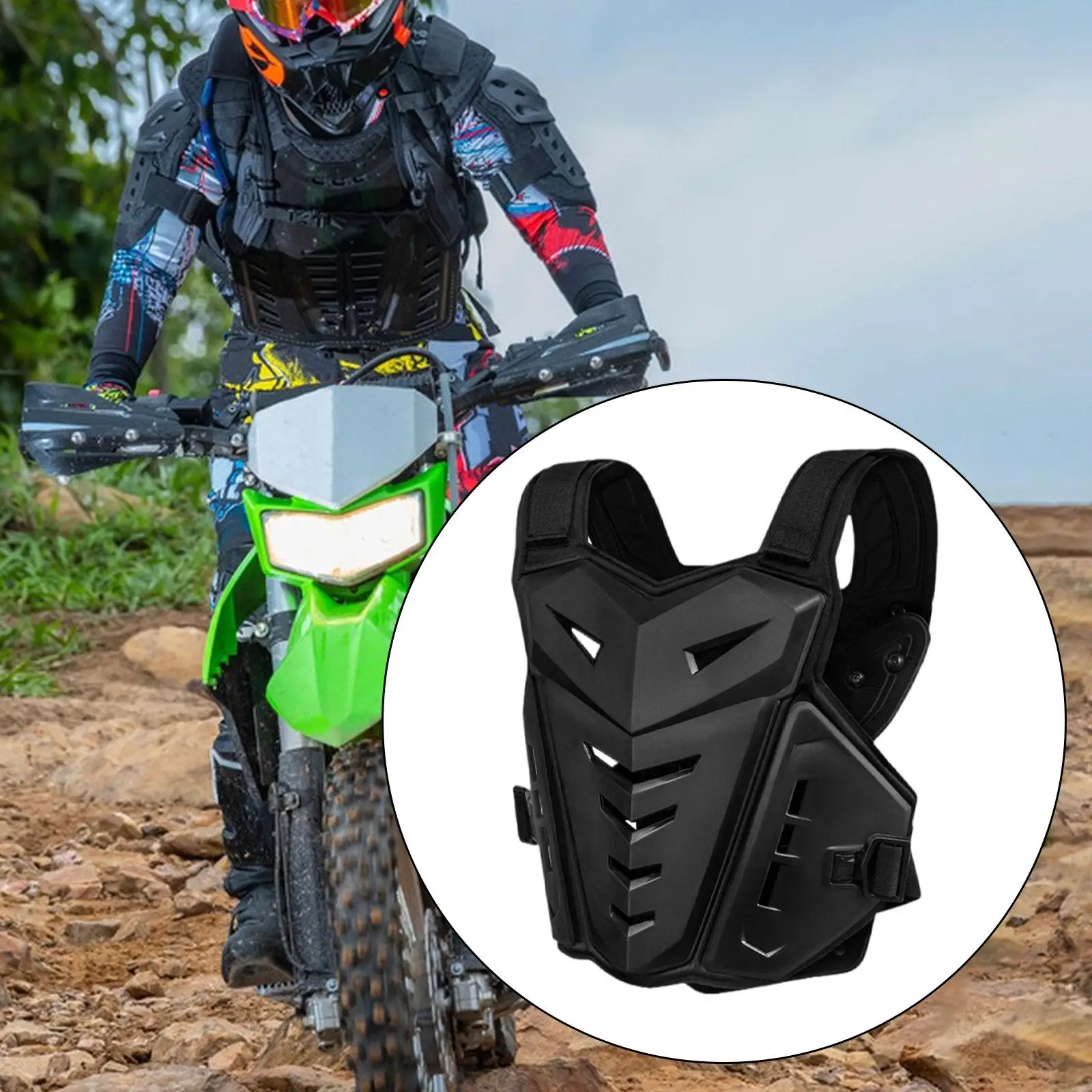 Wear Resistant Motorcycle Chest Guard Vest for Men PP Shell Shock Absorbing Quick Wear Adults Protector Practical Convenient