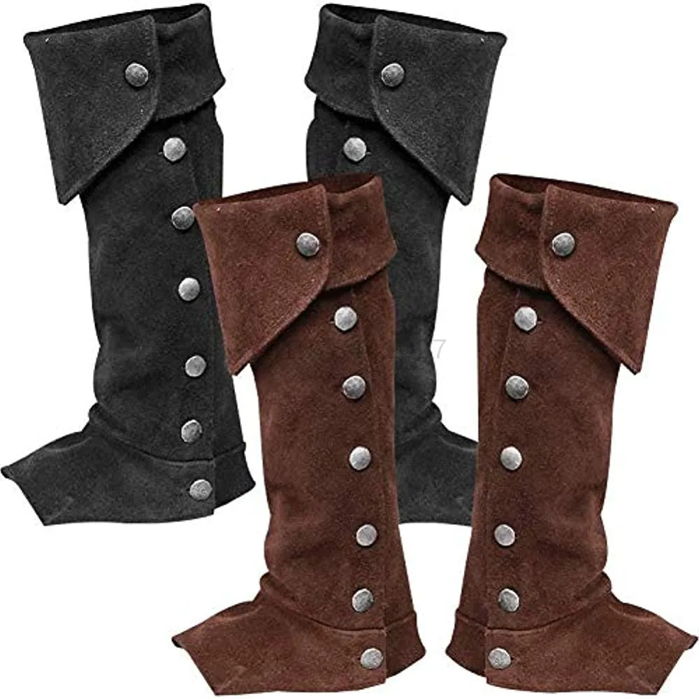 Couvre-chaussures en daim Viking Kokor médiéval pour hommes et femmes, armure de jambe Steampunk, couvre-bottes bandage de chevalier, protège-pieds rétro Cosplay