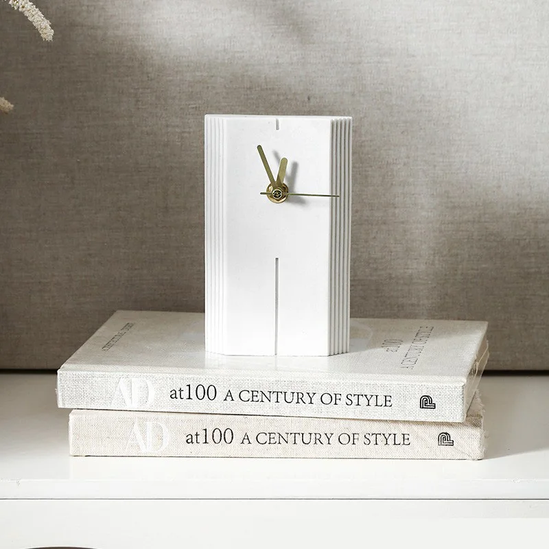 Wabi-sabi Style Table Clock Personalize Modern Brief Creative Mute Art Desk Clock Decorate Office Home Study Living Room Bedroom