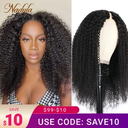 Nadula Hair Kinky Culry V Part Wig Human Hair No Glue V Shape  Wig Brazilian Hair U Part Wig for Women No Lumps