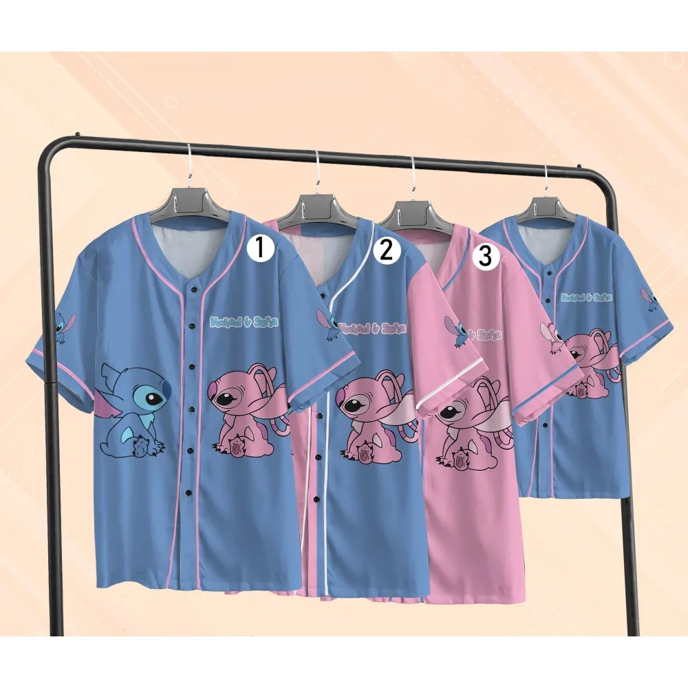 

Custom Disney Stitch And Angel Couple Baseball Jersey Disney Stitch Boy Shirt Angel Girl Trip Family Roupas Masculinas