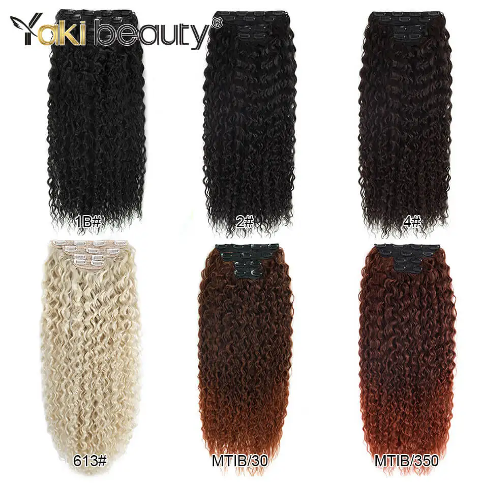 Synthetic Kinky Curly Clip-in Hair Extensions 26\'\' Super Long Water Wave Clip In Hair 160-200grams 4 Pcs Full Head Hair Pieces